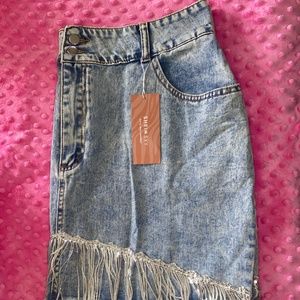 Fringe Jean skirt .